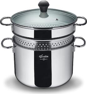 LAGOSTINA Pentola in Acciaio Inox cm 22 con Coperchio 2 Manici - Pastaiola