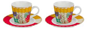 Baci Milano Set 2 pezzi tazzine da caffe in porcellana dal design moderno ed elegante Ventagli Porcellana Rosso/Giallo