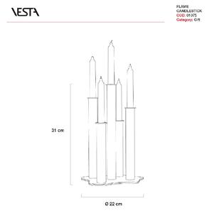 Vesta Portacandele sei fuochi in plexiglass e bicchierino porta candela in acciaio Flame Plexiglass Rosso