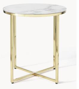 Tavolino rotondo con piano in vetro effetto marmo Antigua