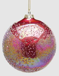 EDG - Enzo de Gasperi Addobbo natalizio palla di natale in vetro con microbolle Vetro Rubino