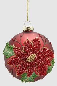 EDG - Enzo de Gasperi Decorazione natalizia per albero palla in vetro con stella di natale e perline Vetro Verde/Rosso