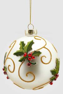 EDG - Enzo de Gasperi Decorazione natalizia per albero palla piccola in vetro con agrifoglio -