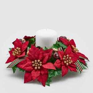 EDG - Enzo de Gasperi Decorazione natalizia Corona grande stella di natale con nastro per candela Rosso Borgogna