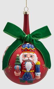 EDG - Enzo de Gasperi Decorazione natalizia per albero palla in vetro con soldatino schiaccianoci Vetro Rosso