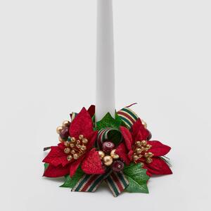 EDG - Enzo de Gasperi Decorazione natalizia Corona piccola stella di natale con nastro per candela Rosso Borgogna
