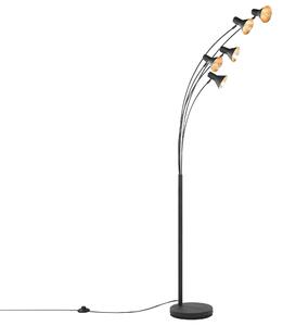 Lampada da Terra in Metallo Nero 205 cm con 5 Paralumi Orientabili Beliani