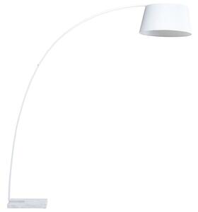 Lampada da terra in metallo bianco 234 cm con struttura curva paralume in policotone paralume a tamburo con base in marmo dal design moderno Beliani