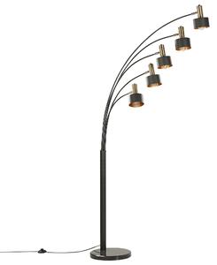 Lampada da Terra in Metallo Nero 120 cm 5 Bracci Orientabili Tondi Paralumi Base Pedale Interruttore Moderno Beliani