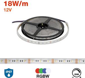 Striscia LED 5050/60, 12V, IP67, 18W/m, 5m - RGBW Colore RGBW