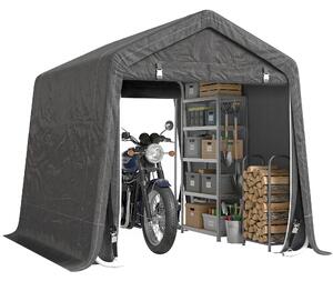 Outsunny Tendone Garage per Auto, Moto e Attrezzi in Metallo e Tessuto PE, 280x240x240cm, Grigio|Aosom