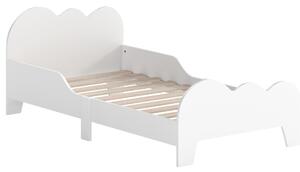 AIYAPLAY Letto Montessori per Bambini 3-8 Anni, 143.5x74.5 cm con Sponde Anti-Caduta, Forma di Nuvola in Legno, Bianco | Aosom Italy