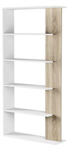 Libreria legno moderna 5 ripiani altezza 180 cm bianco e rovere Alida - Fores
