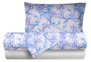 Completo letto lenzuola federe bifaccia double face stampa digitale in cotone made in italy CORALLI ACQUERELLO BIANCO - SINGOLO