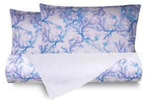 Set Copripiumino federe bifaccia Doubleface parure Copripiumino Stampa Digitale 100% Cotone Made in Italy CORALLI ACQUERELLO BIANCO - MATRIMONIALE