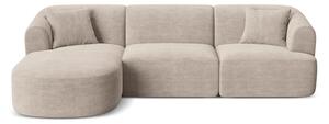 Divano angolare marrone chiaro (con penisola a sinistra/con chaise lounge) con rivestimento in velluto a coste Campi – Cosmopolitan Design