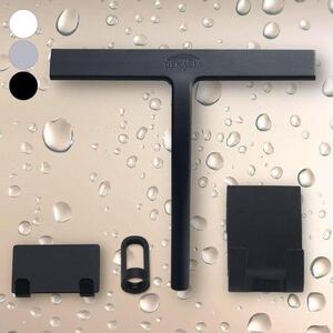 Spazzola in silicone per soffioni doccia, colore nero - Spazzola per soffioni doccia con supporto, robusta spazzola per vetro e Vetroceramica, ideale per doccia e rubinetti