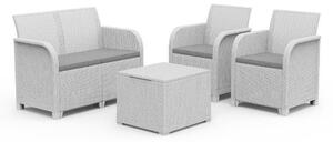 Set da Giardino Divano 2 Poltrone e Tavolino in Resina Keter Rosalie Lounge Bianco