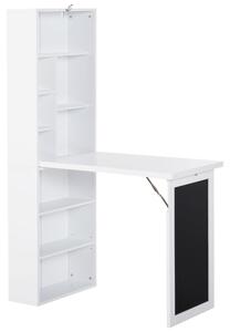 Scrivania da Ufficio Pieghevole con Libreria 98x51x153 cm Bianca