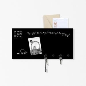 Design Object Portachiavi da parete per ufficio con calendario e lavagna magnetica "MINI KROK" Metallo Grigio Chiaro