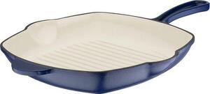 Piastra per barbecue da giardino 27 x 27 cm, blu cobalto, in ghisa