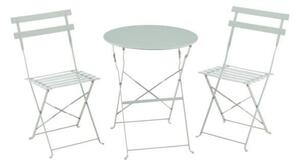 Set da bistrot per 2 persone - Tavolo rotondo 60 cm con 2 sedie - Acciaio verniciato a polvere - Verde celeste