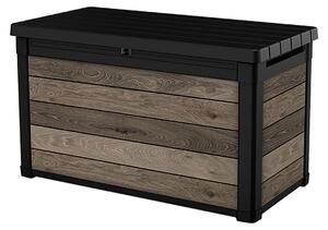 Baule Contenitore da Giardino 380L Keter Signature Deco Box 100 in Resina Effetto Legno Noce