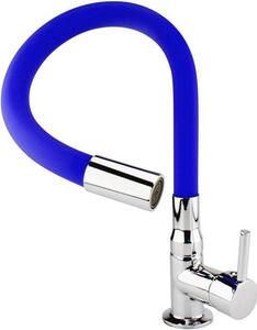 Rubinetto per vasca ad acqua fredda con leva verticale per bagno e WC - Cromo e blu