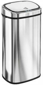 HOMCOM Pattumiera Cestino dei rifiuti in Acciaio Inox con Sensore a Infrarossi 68L, Rettangolare, Colore: Argento