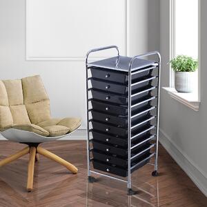 Costway Carrello cassettiera multiuso con 10 cassetti da cucina Contenitore con ruote a 10 ripiani per bagno Nero