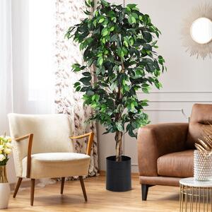 Costway Ficus artificiale 180 cm facile da mantenere, Pianta finta decorativa in vaso per casa giardino ufficio