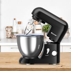 Costway Robot da cucina con 6 velocità, Planetaria elettrica con terrina in acciaio inox 4L 1300W, Nero