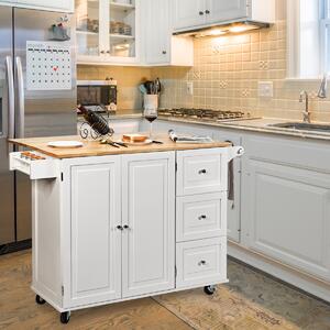 Costway Carrello da cucina a ribalta, Isola da cucina con portaspezie portasciugamani cassetto battilardo armadio