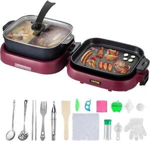 Griglia barbecue 2 in 1 in alluminio, 2000 W, antiaderente, 70 x 29 x 25,5 cm, multifunzionale, portatile