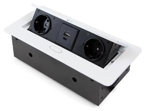 Multipresa Atom 26 Lite per Scrivania Verniciato Bianco Zama e Acciaio e Tecnoplastica Emuca