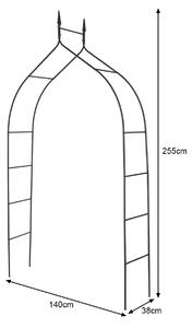 Costway Arco metallico per varie piante rampicanti, Pergolato da interno ed esterno per matrimoni 140x38x225cm Nero