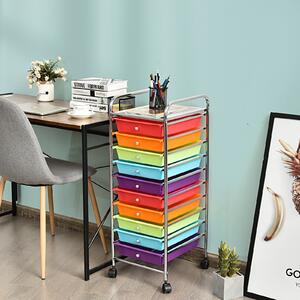 Costway Carrello cassettiera multiuso con 10 cassetti da cucina, Contenitore con ruote a 10 ripiani per bagno Colorato scuro