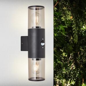 BRILLANTE applique da esterno Sergioro | luce decorativa da esterno | antracite | con rilevatore di movimento | 2x E27 max. 20 W | IP44