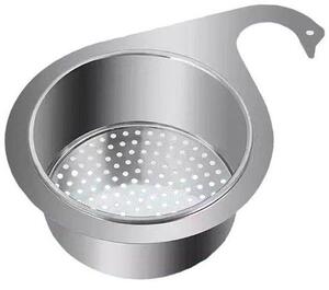 Lavello da cucina RVS in zinco, filtro sospeso rimovibile con fori fini, scarico standard per bagni con WC ad angolo, compatibile con rubinetteria da 3,5-4,3 cm