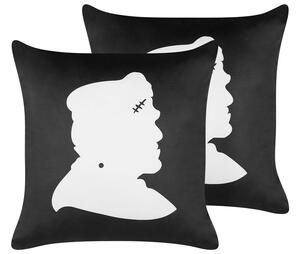 Set di 2 cuscini decorativi in velluto nero fantasia Frankenstein 45 x 45 cm quadrati accessori per Halloween decorazione Beliani
