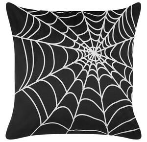 Cuscino decorativo in velluto nero motivo ragnatela 45 x 45 cm quadrato moderno accessori per la decorazione autunnale di Halloween Beliani