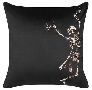 Set di 2 cuscini decorativi motivo scheletro in velluto nero, 45 x 45 cm, quadrati, moderni, accessori per la decorazione di Halloween Beliani