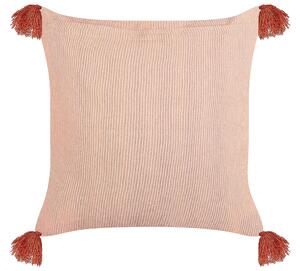 Cuscino in velluto con motivo floreale 45x45 cm rosa stile boho camera da letto soggiorno Beliani