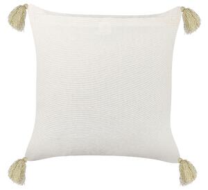 Set di 2 cuscini in velluto con motivo geometrico 45x45 cm beige soggiorno camera da letto stile boho Beliani