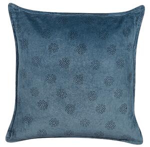Set di 2 cuscini in velluto con motivo geometrico 45x45 cm blu scuro soggiorno camera da letto stile boho Beliani