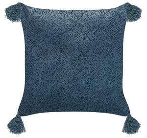 Set di 2 cuscini in velluto con 45x45 cm blu scuro soggiorno camera da letto stile boho Beliani