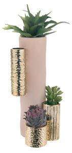Bongelli Preziosi Vaso da tavolo dal design moderno con portavasi tubolari struttura in marmorino Modular Marmorino Bianco/Oro Vasi Moderni,Vasi di Design