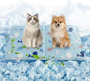 Tappetino refrigerante per cani, 50x65 cm, auto-refrigerante, gel non tossico, impermeabile, motivo marino