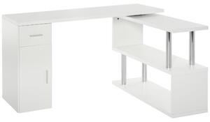Scrivania da Ufficio ad Angolo Porta PC 114x120x74,6 cm in Legno Bianca