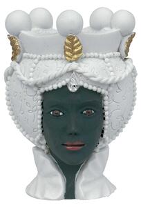 Bongelli Preziosi Testa di moro piccola dalle linee moderne con viso femminile Marmorino Bianco/Nero